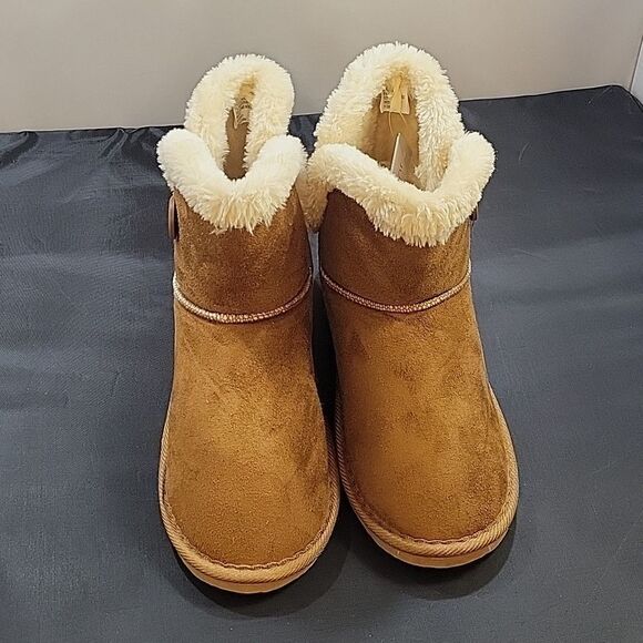 BRAND NEW JUST BE LADIES COG SUEDE ROUND TOE FAUX FUR WOMEN"S BOOTIES - Picture 4 of 15